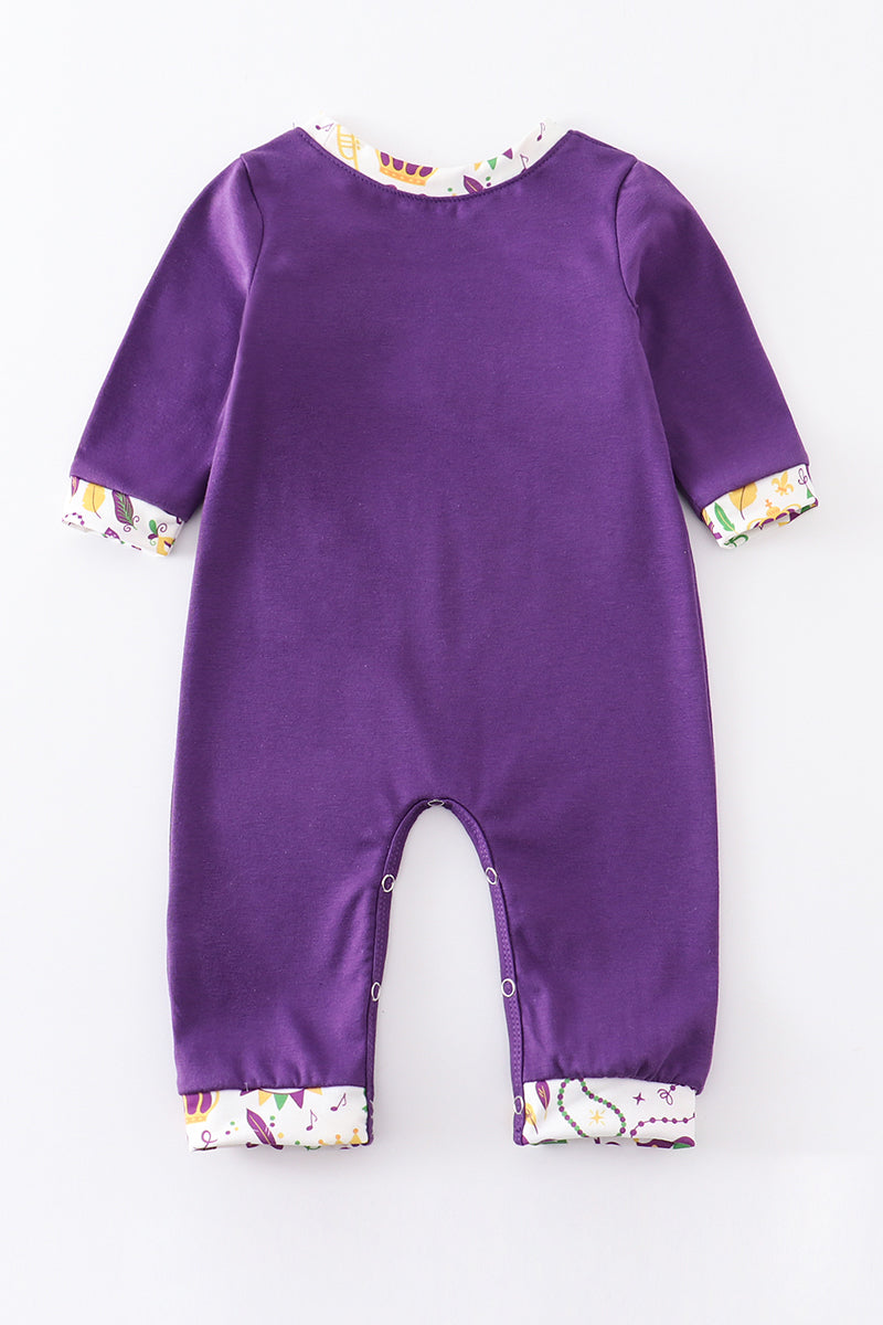 Mardi Gras embroidery boy romper