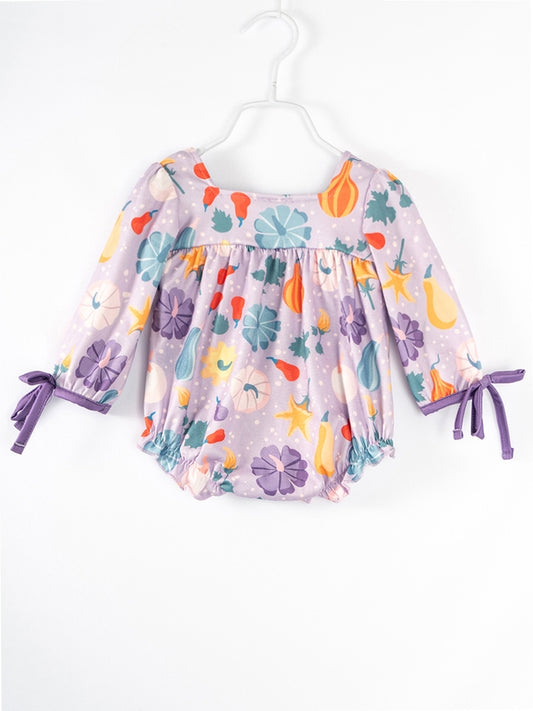 Purple Flower Baby Girl Romper