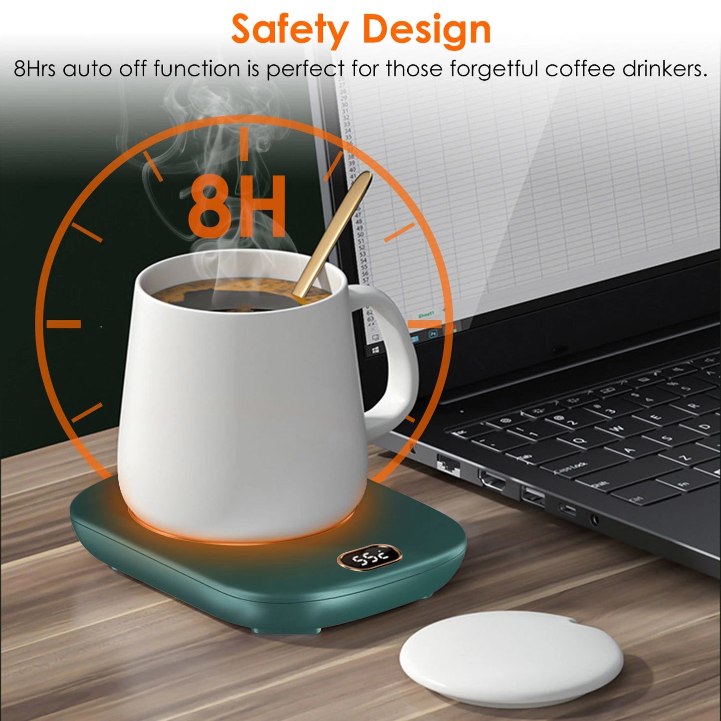 Electric Coffee Mug Warmer for Desk Auto Shut off USB Tea Milk Cup 3 Temp Setting