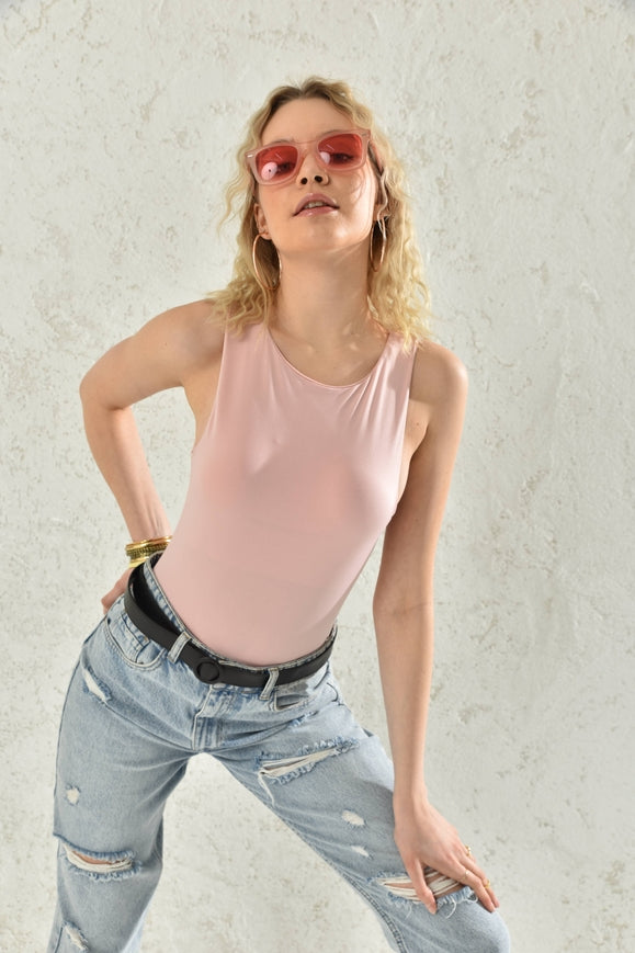 Sleeveless Bodysuit, Snap-Button At the Bottom