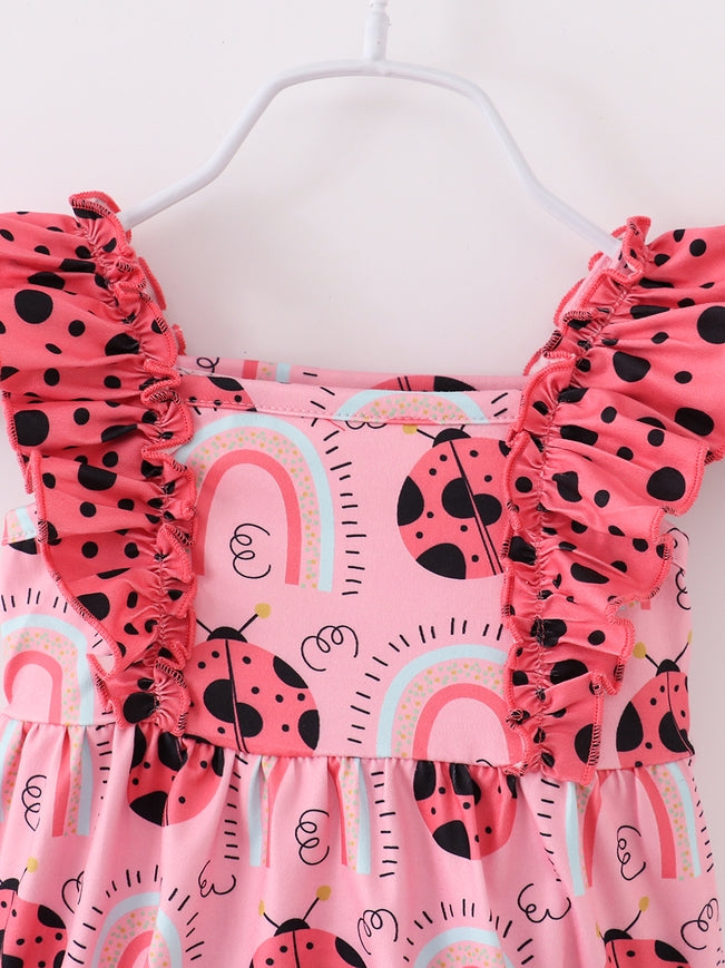 Pink Ladybug Baby Girl Bubble Romper