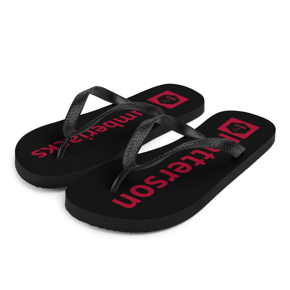 Patterson Lumberjacks Flip-Flops Black with red