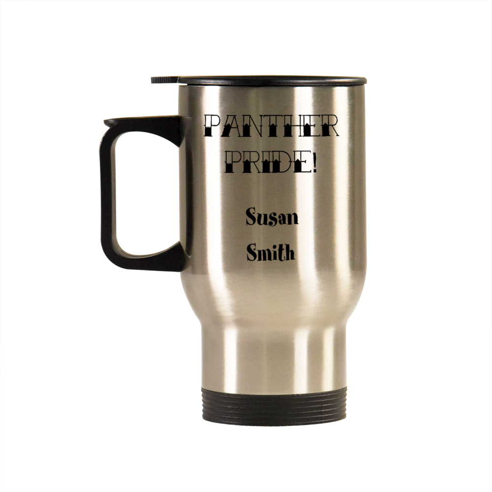 Personalized Brushed Stainless Steel Driver Mug Commuter Mug 15oz Panther Pride