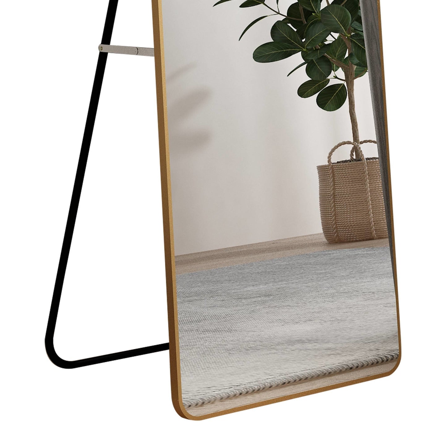 The 1st generation of floor mounted full length mirrors. Aluminum alloy metal frame arched wall mirror, bathroom makeup mirror, bedroom porch, wall mounted. Gold 60 "* 16.5"W115158172