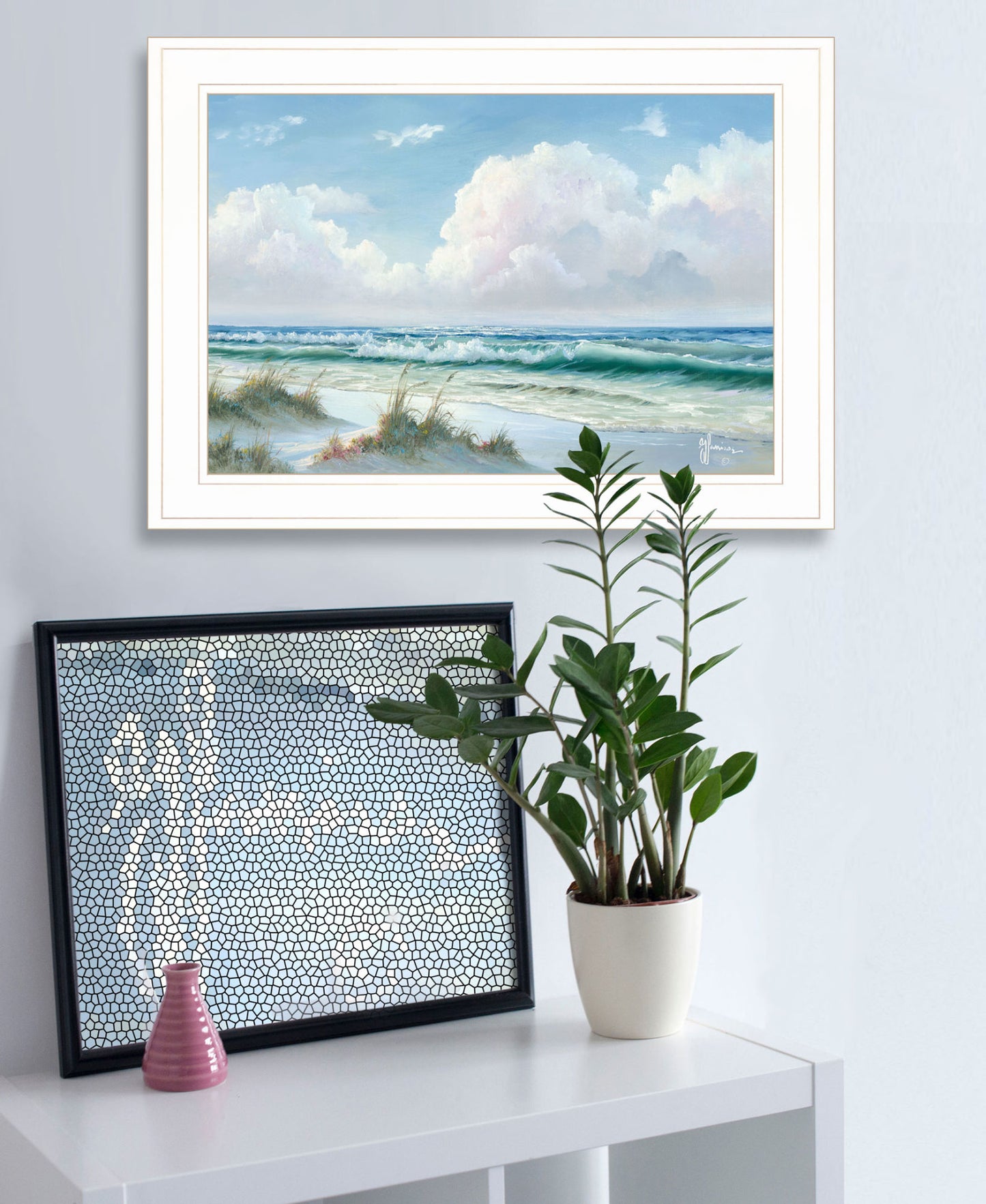 "Beach" by Georgia Janisse , Ready to Hang Framed Print, White Frame