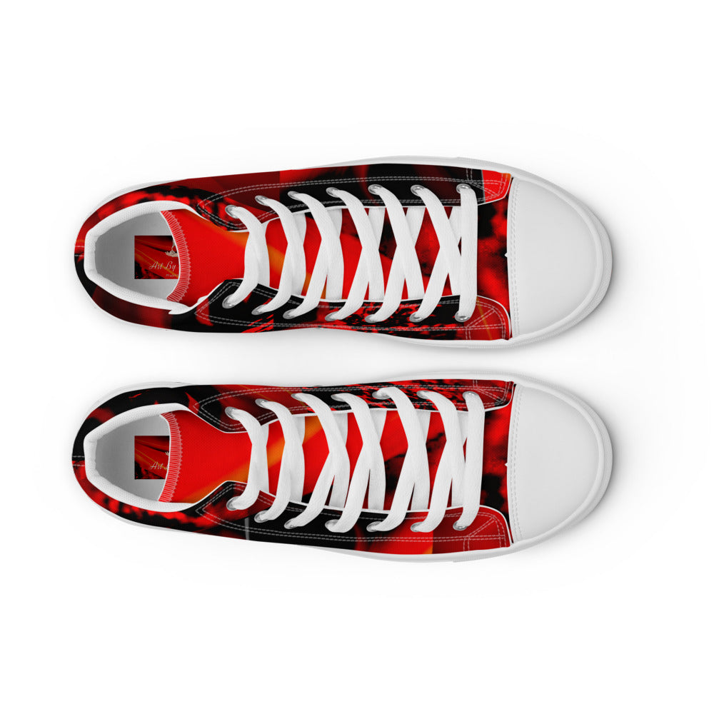 Red and Black Boys and Men’s high top canvas shoes