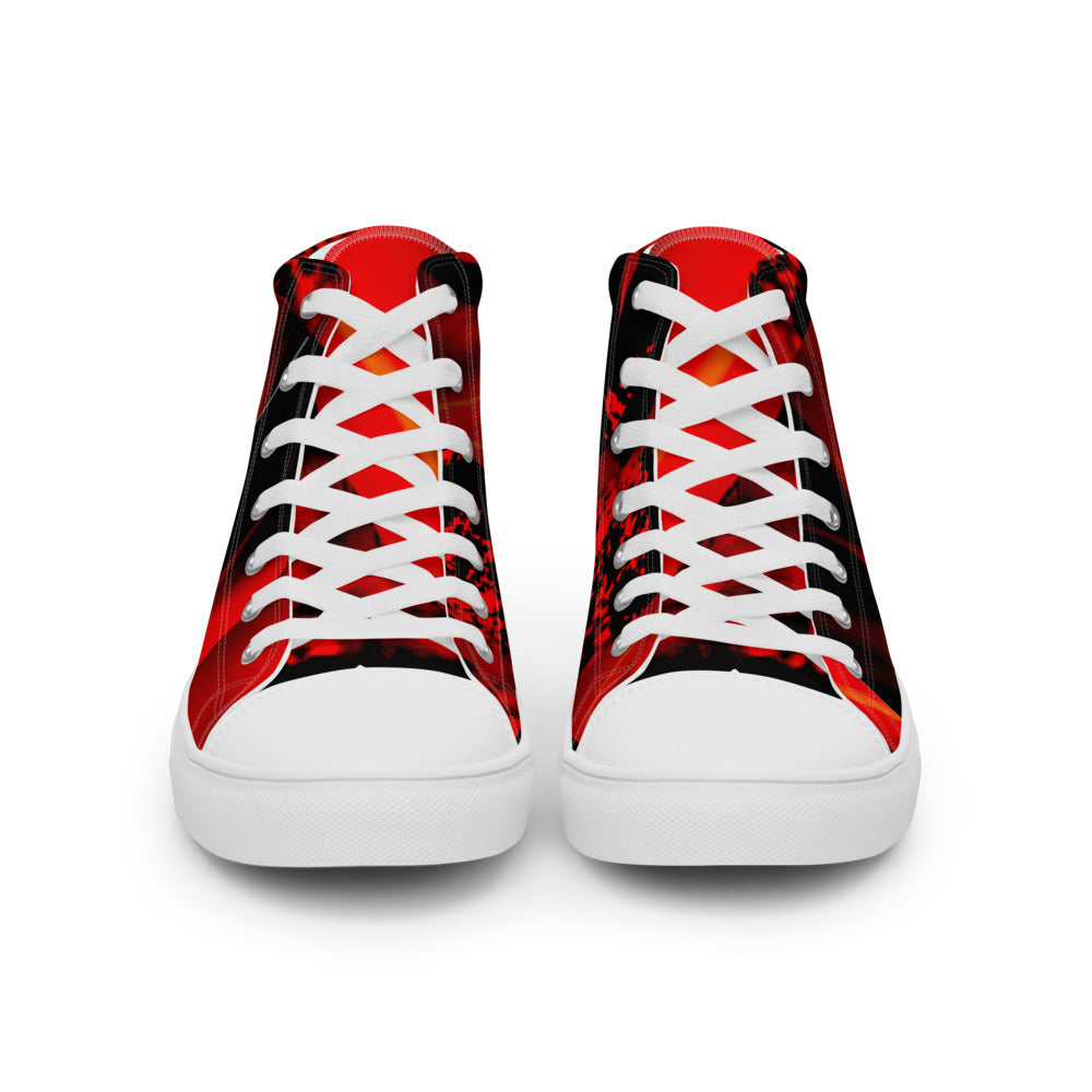 Red and Black Boys and Men’s high top canvas shoes