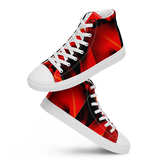 Red and Black Boys and Men’s high top canvas shoes