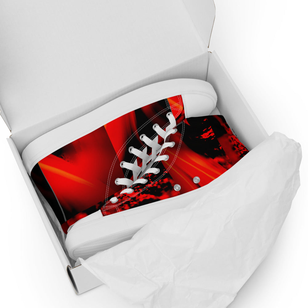 Red and Black Boys and Men’s high top canvas shoes