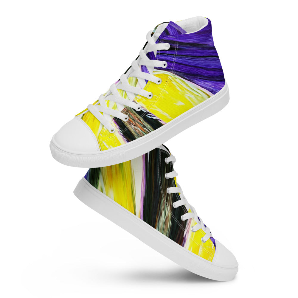 Men’s high top canvas shoes Purple and Yellow