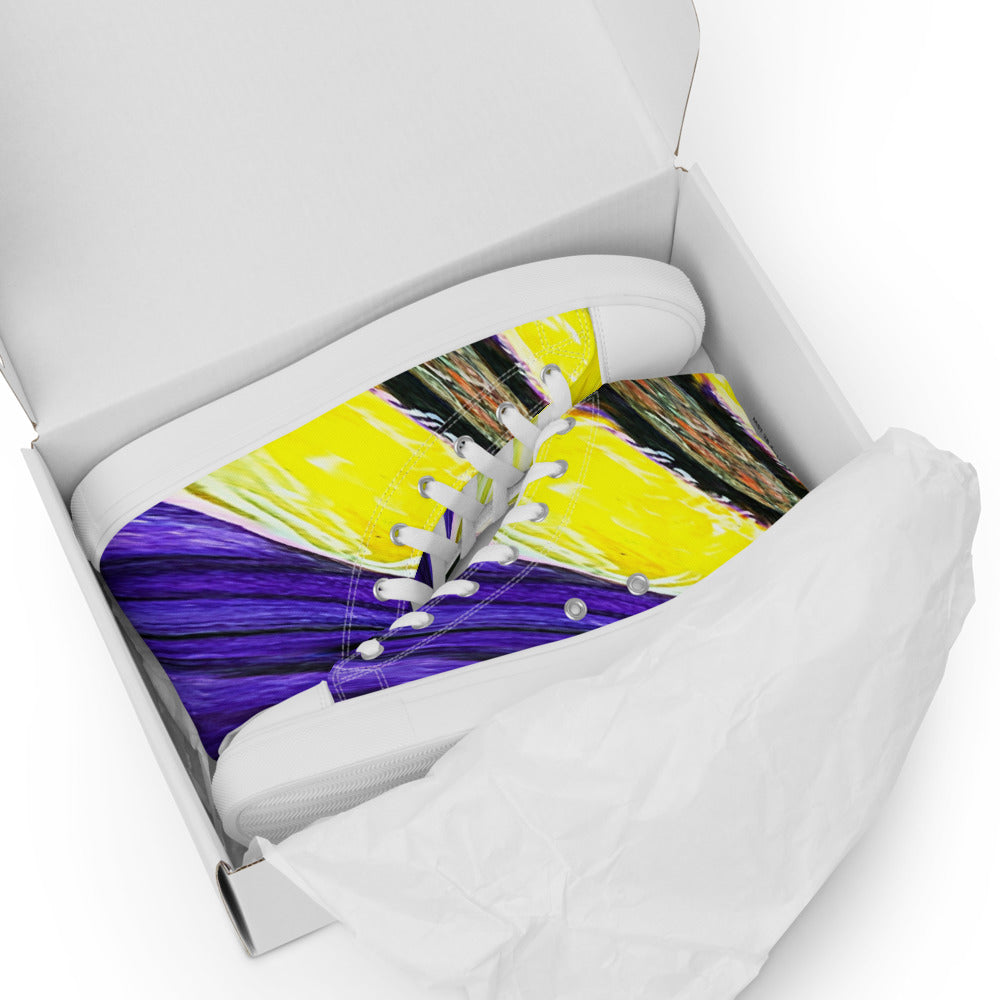 Men’s high top canvas shoes Purple and Yellow