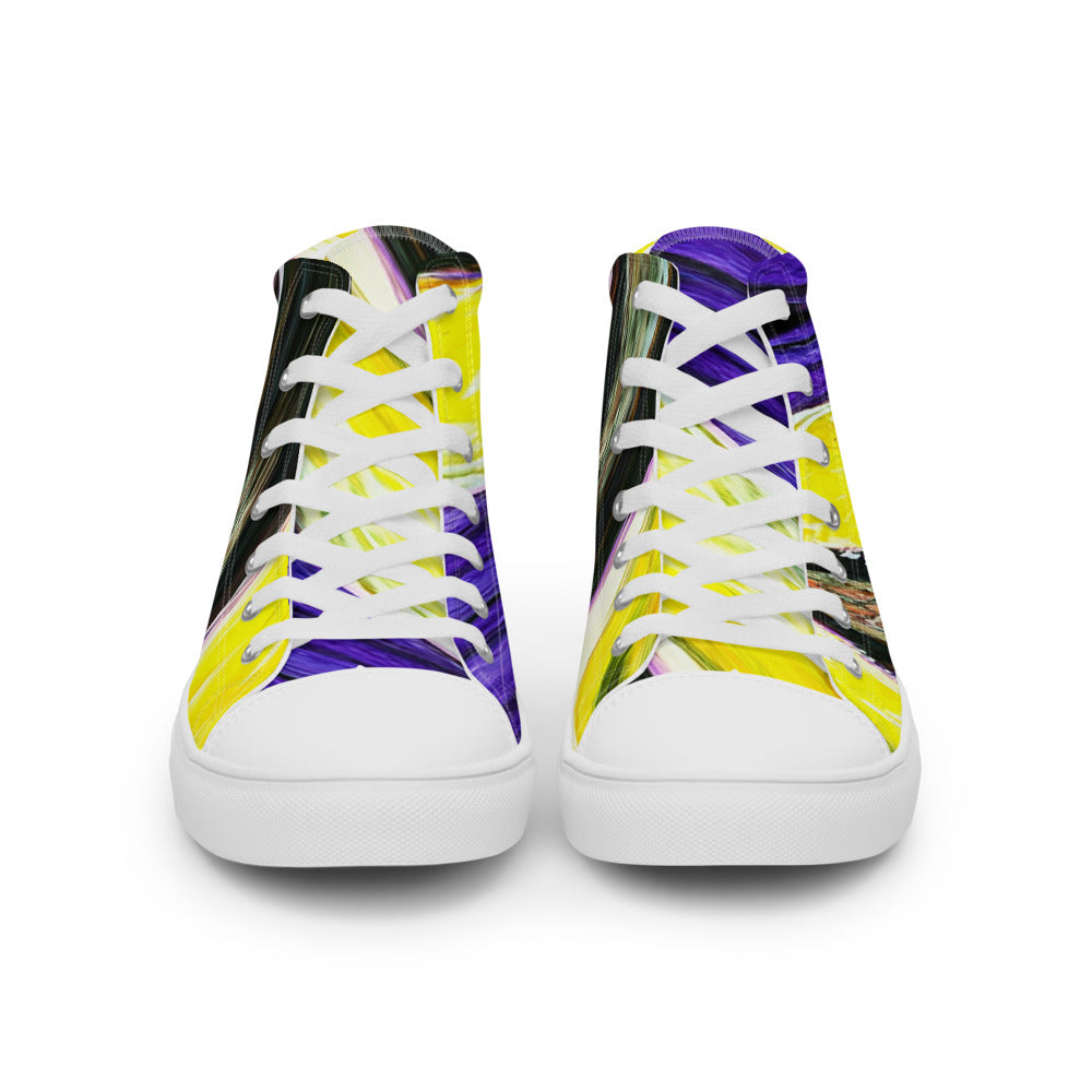 Men’s high top canvas shoes Purple and Yellow