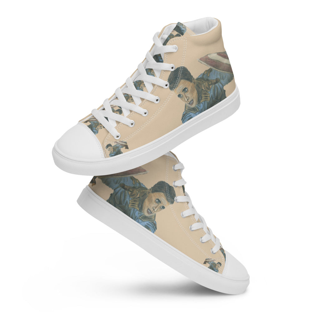 Men’s high top canvas shoes Beige Capt America