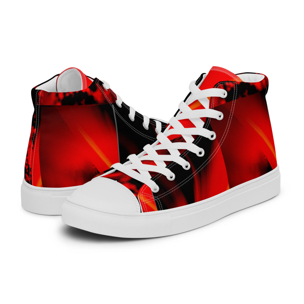 Red and Black Boys and Men’s high top canvas shoes