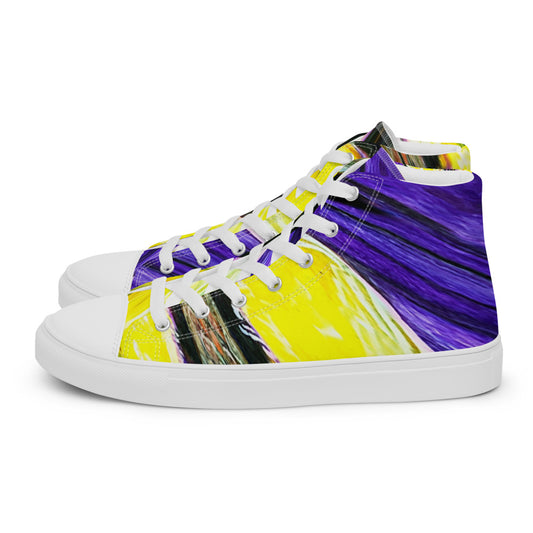 Men’s high top canvas shoes Purple and Yellow