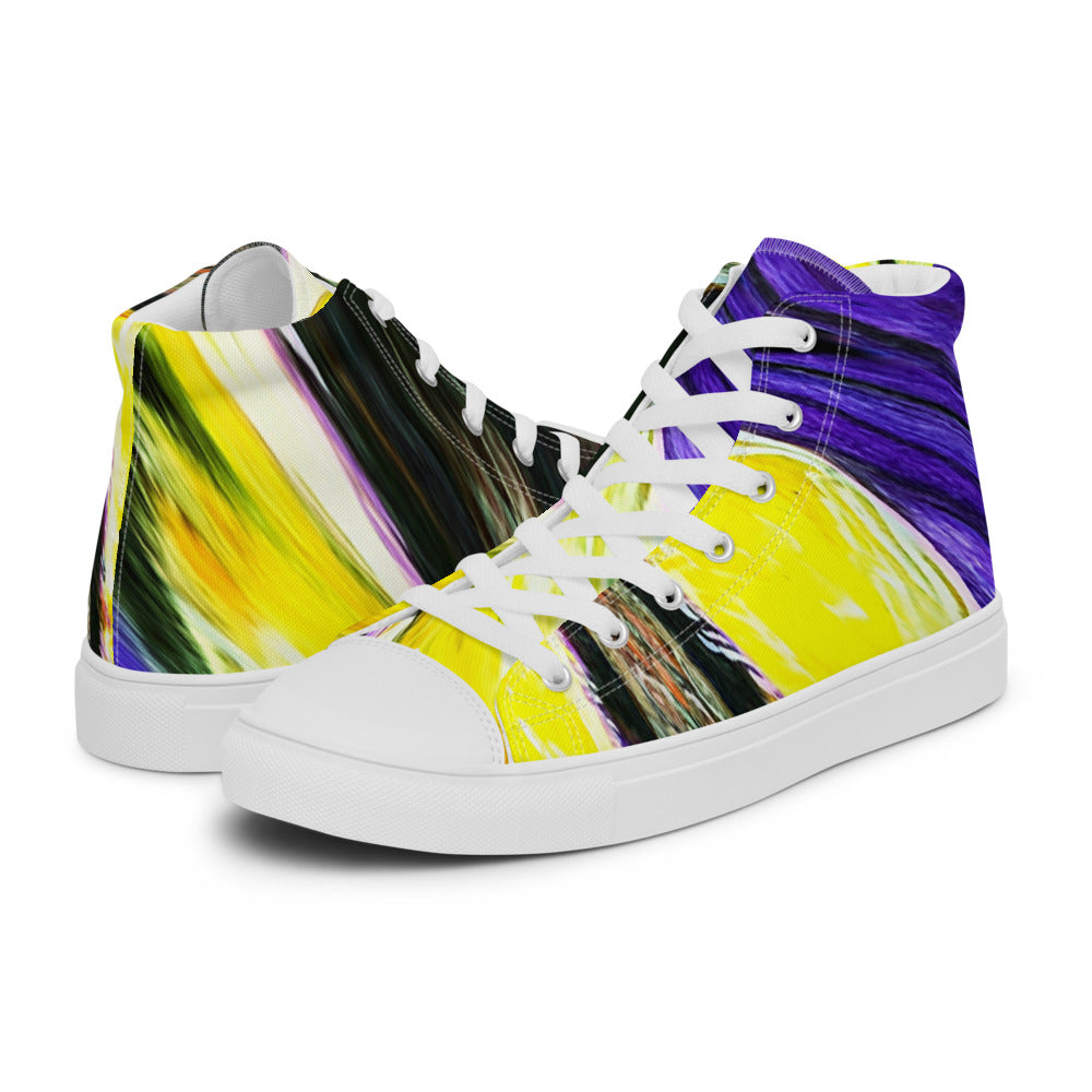 Men’s high top canvas shoes Purple and Yellow