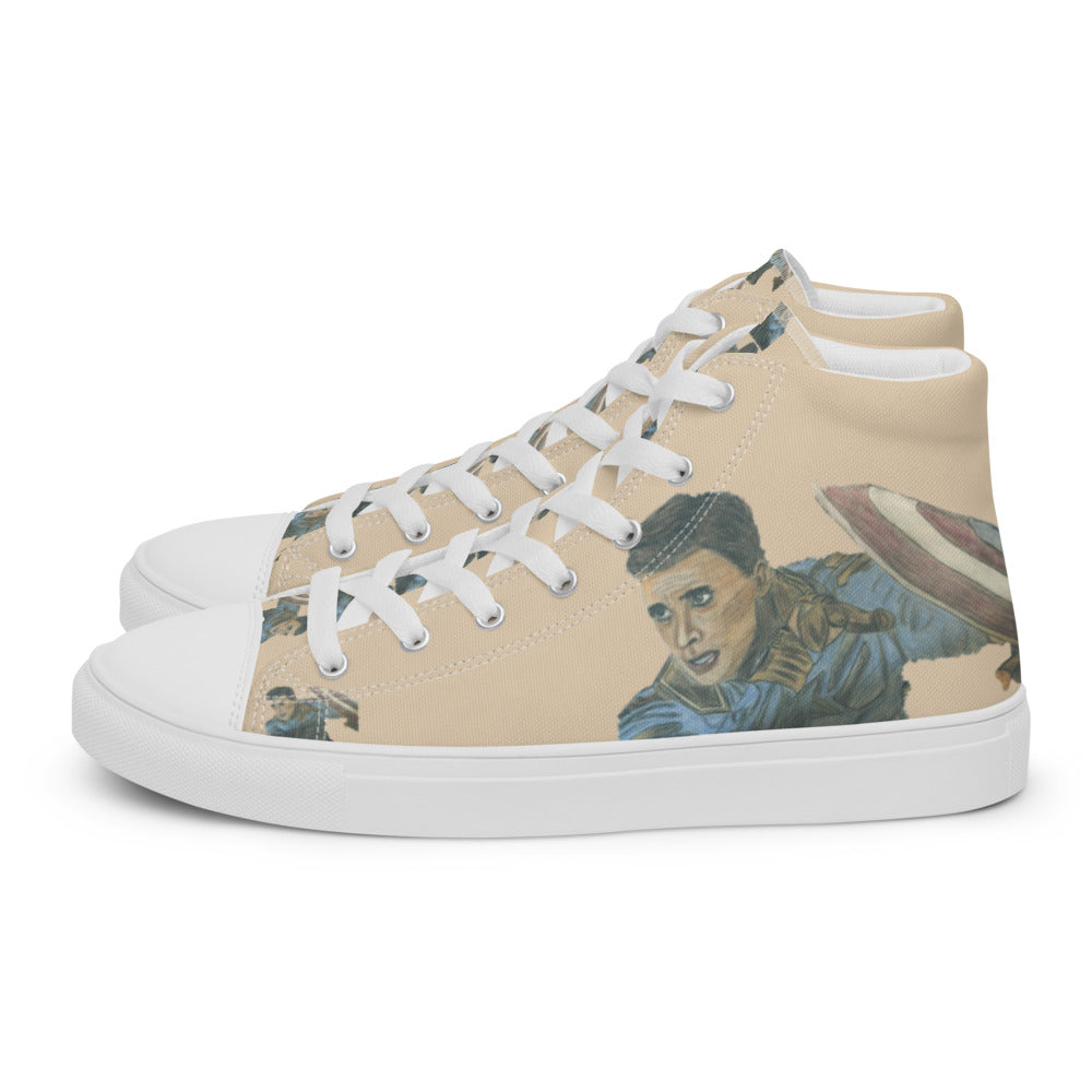 Men’s high top canvas shoes Beige Capt America