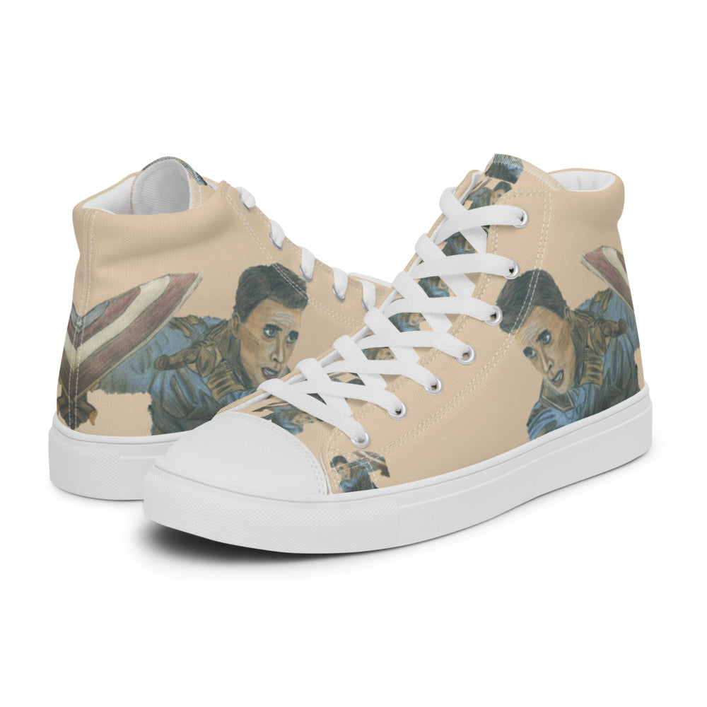 Men’s high top canvas shoes Beige Capt America