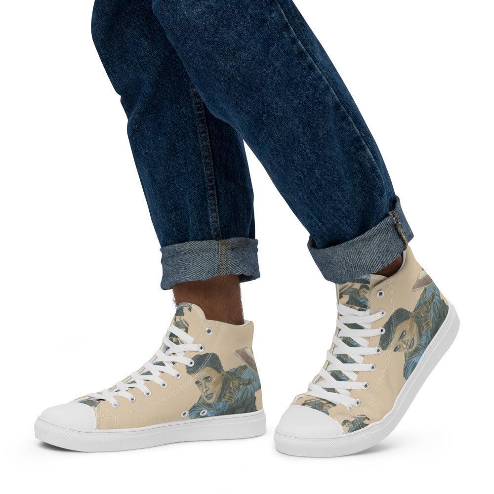 Men’s high top canvas shoes Beige Capt America