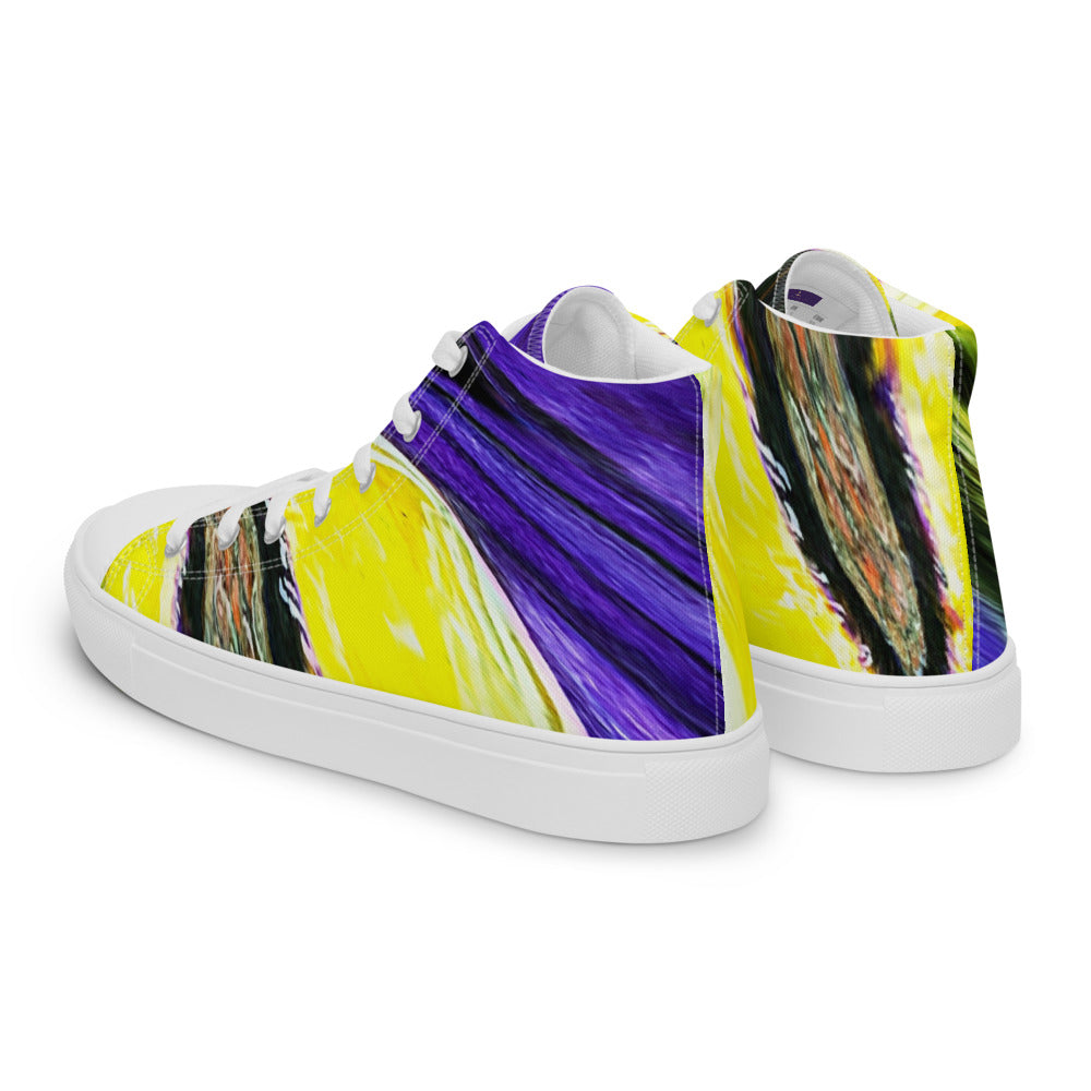 Men’s high top canvas shoes Purple and Yellow