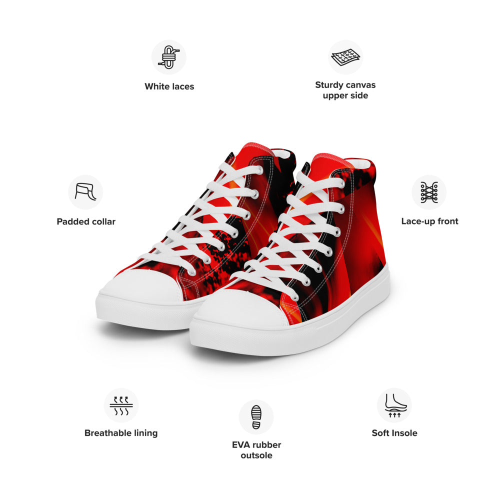 Red and Black Boys and Men’s high top canvas shoes