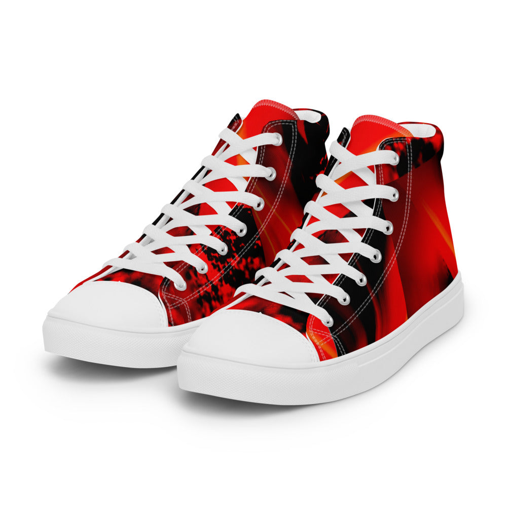 Red and Black Boys and Men’s high top canvas shoes