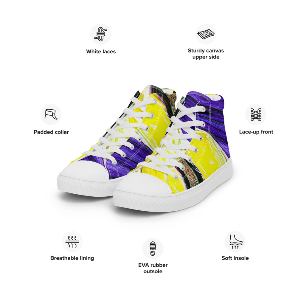 Men’s high top canvas shoes Purple and Yellow