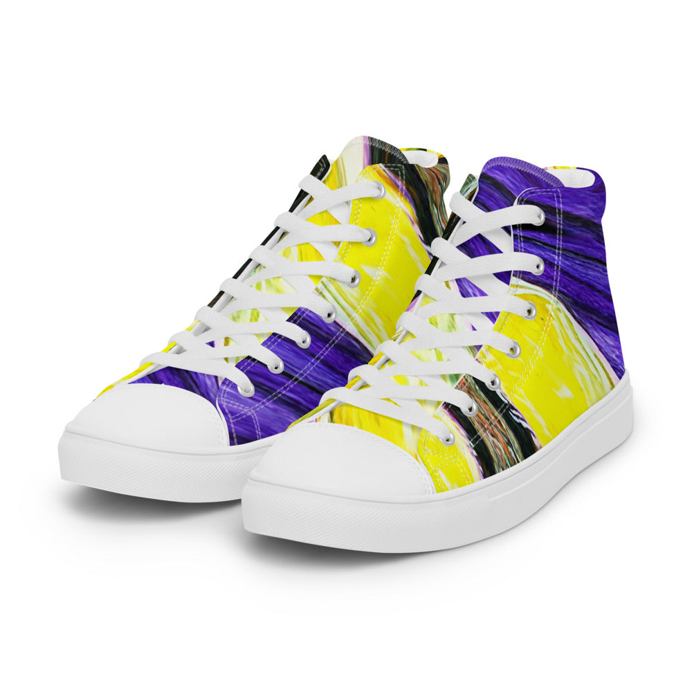 Men’s high top canvas shoes Purple and Yellow