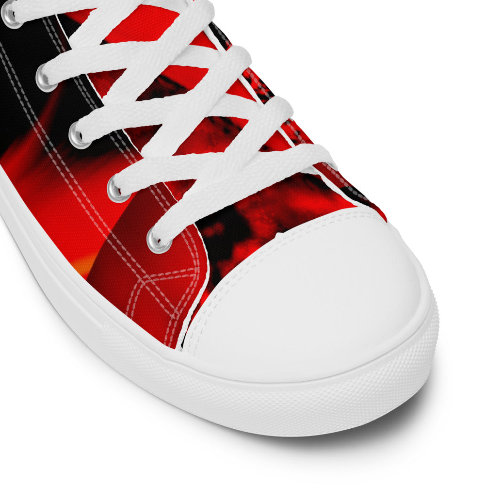 Red and Black Boys and Men’s high top canvas shoes