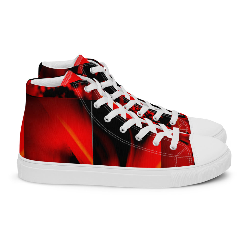 Red and Black Boys and Men’s high top canvas shoes