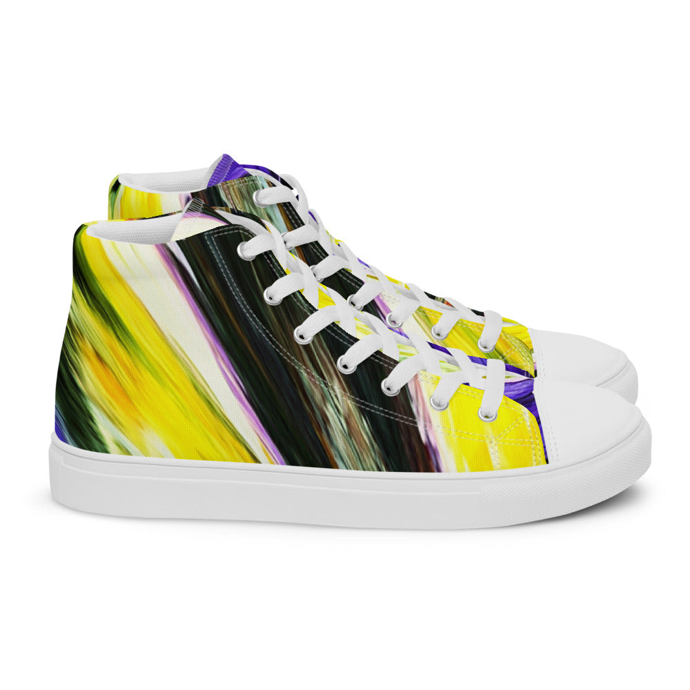 Men’s high top canvas shoes Purple and Yellow