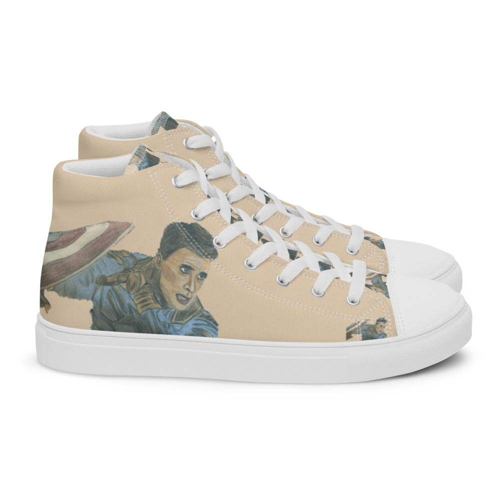 Men’s high top canvas shoes Beige Capt America