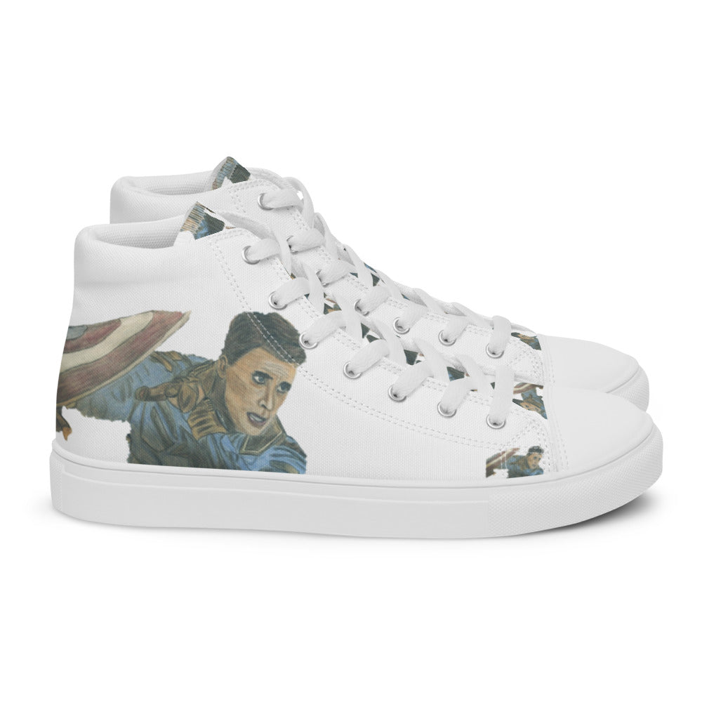 Men’s high top canvas shoes White Capt America