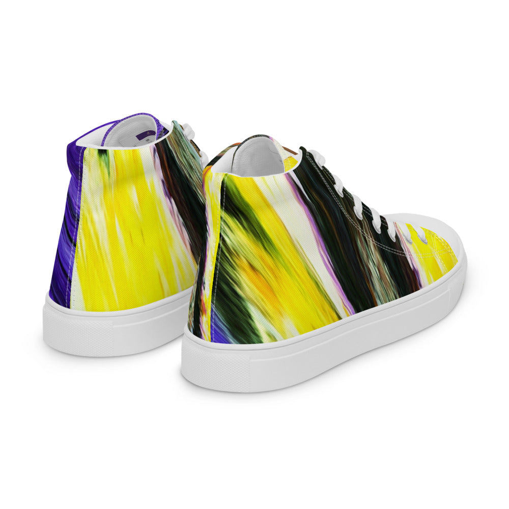 Men’s high top canvas shoes Purple and Yellow