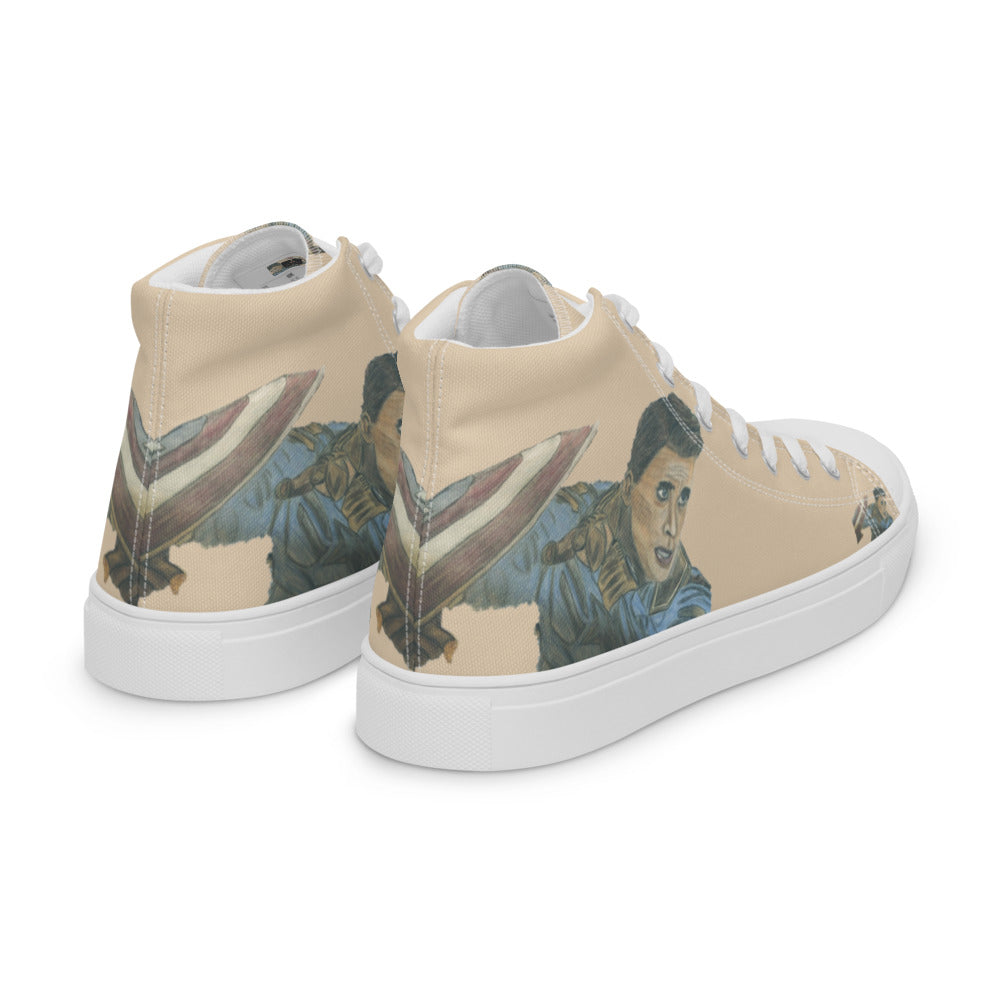 Men’s high top canvas shoes Beige Capt America