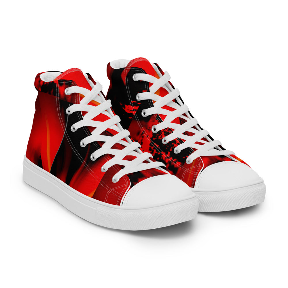 Red and Black Boys and Men’s high top canvas shoes