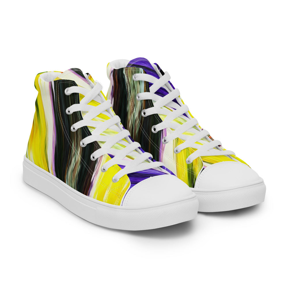 Men’s high top canvas shoes Purple and Yellow