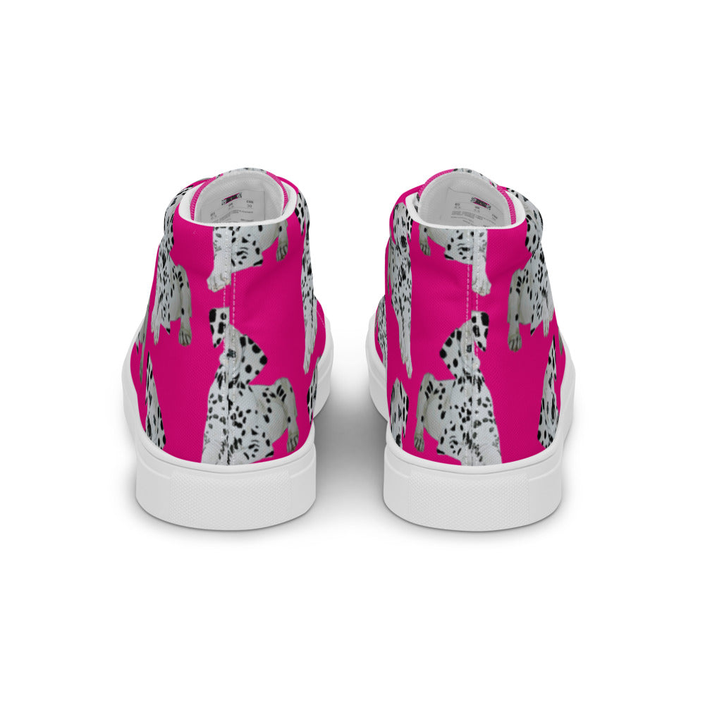 Women’s high top canvas shoes Hot Pink Dalmatian