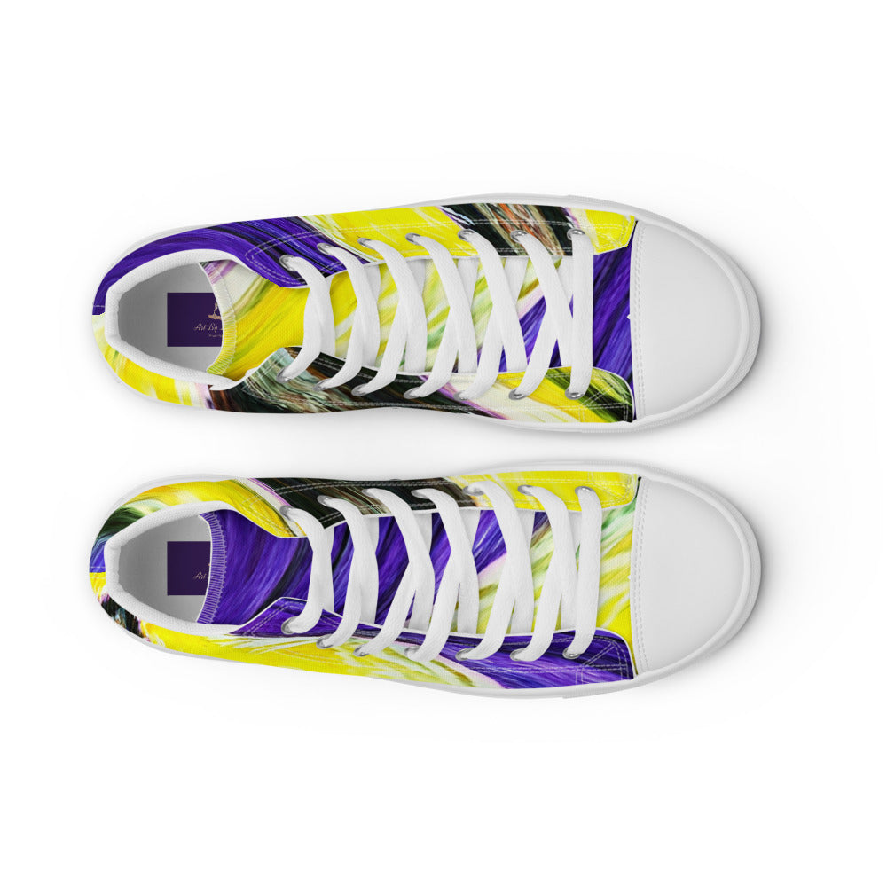 Women’s high top canvas shoes purple and yellow