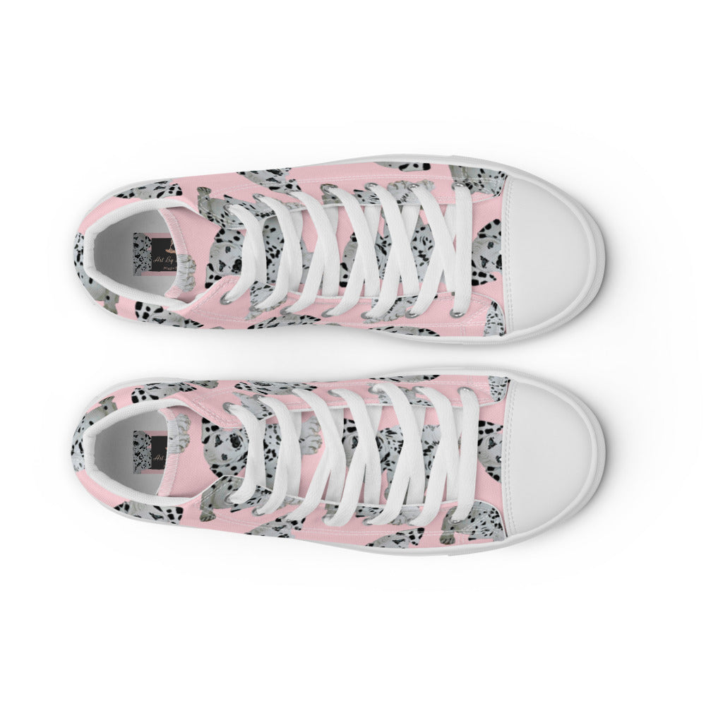 Women’s high top canvas shoes Pink Dalmation