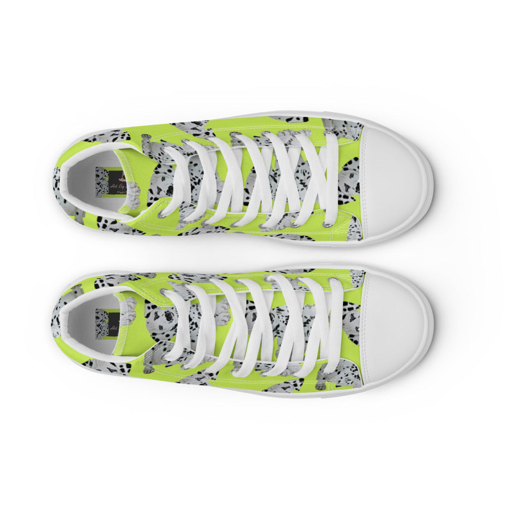 Women’s high top canvas shoes Lime Dalmatian