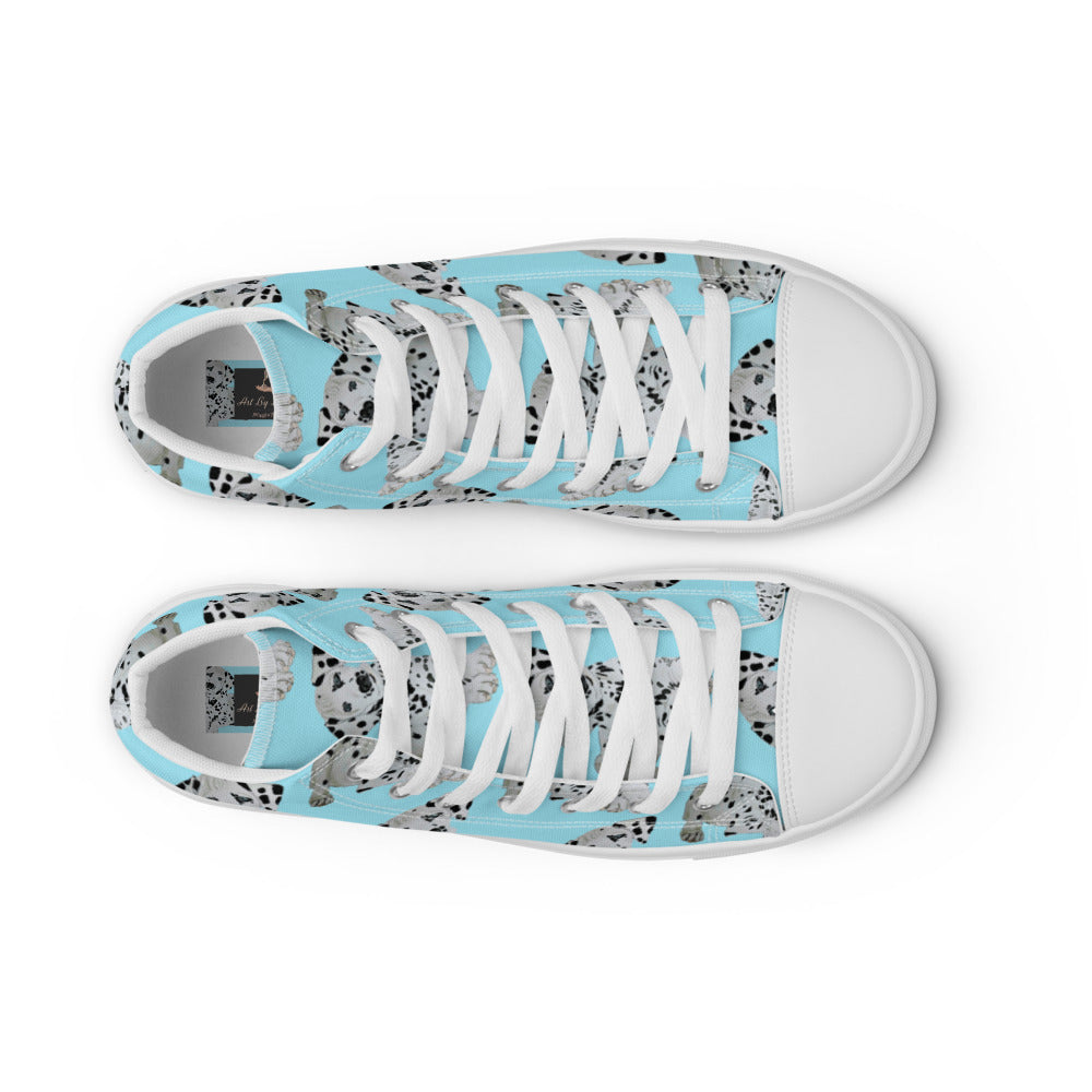 Women’s high top canvas shoes Lt Blue Dalmatian