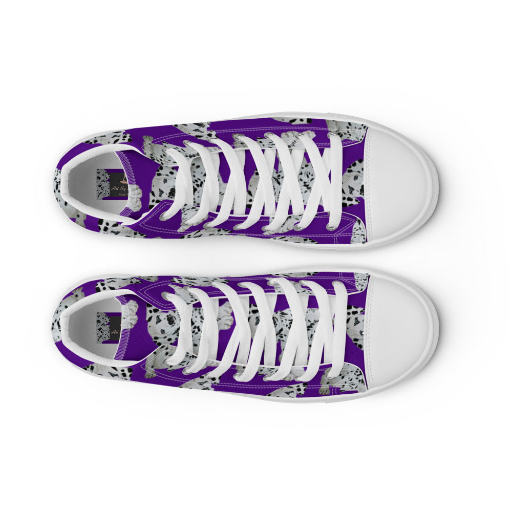 Women’s high top canvas shoes Purple Dalmatian