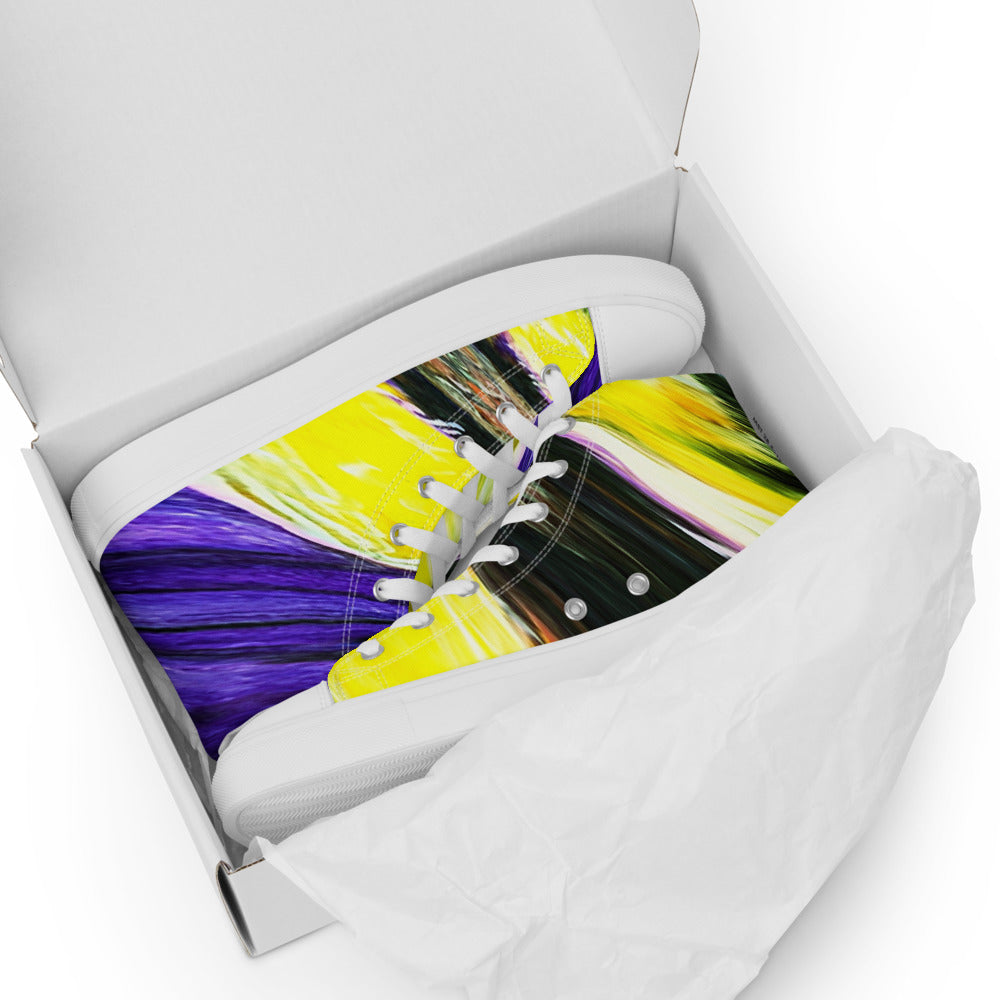 Women’s high top canvas shoes purple and yellow