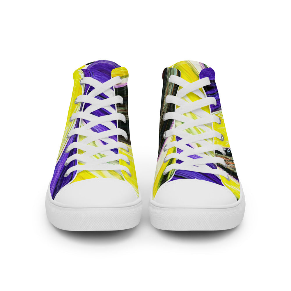 Women’s high top canvas shoes purple and yellow