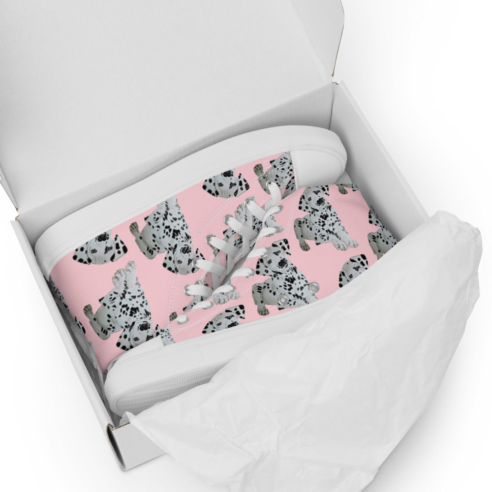 Women’s high top canvas shoes Pink Dalmation