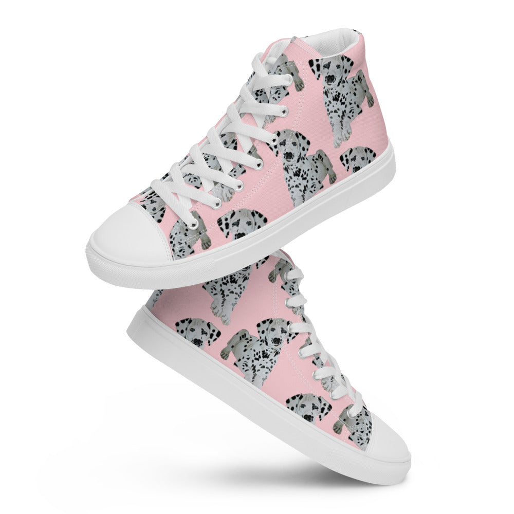 Women’s high top canvas shoes Pink Dalmation