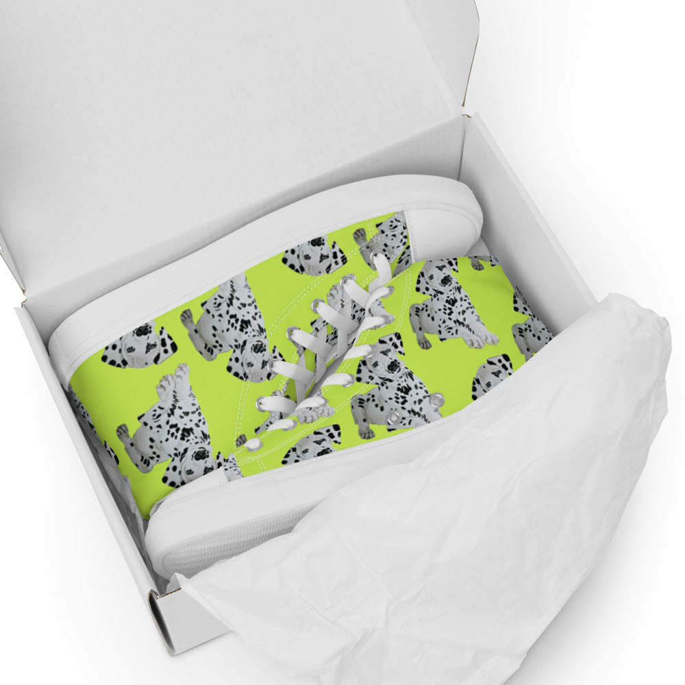 Women’s high top canvas shoes Lime Dalmatian