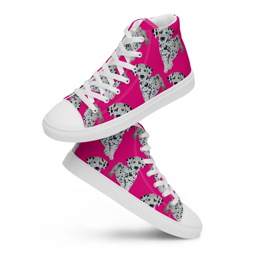 Women’s high top canvas shoes Hot Pink Dalmatian