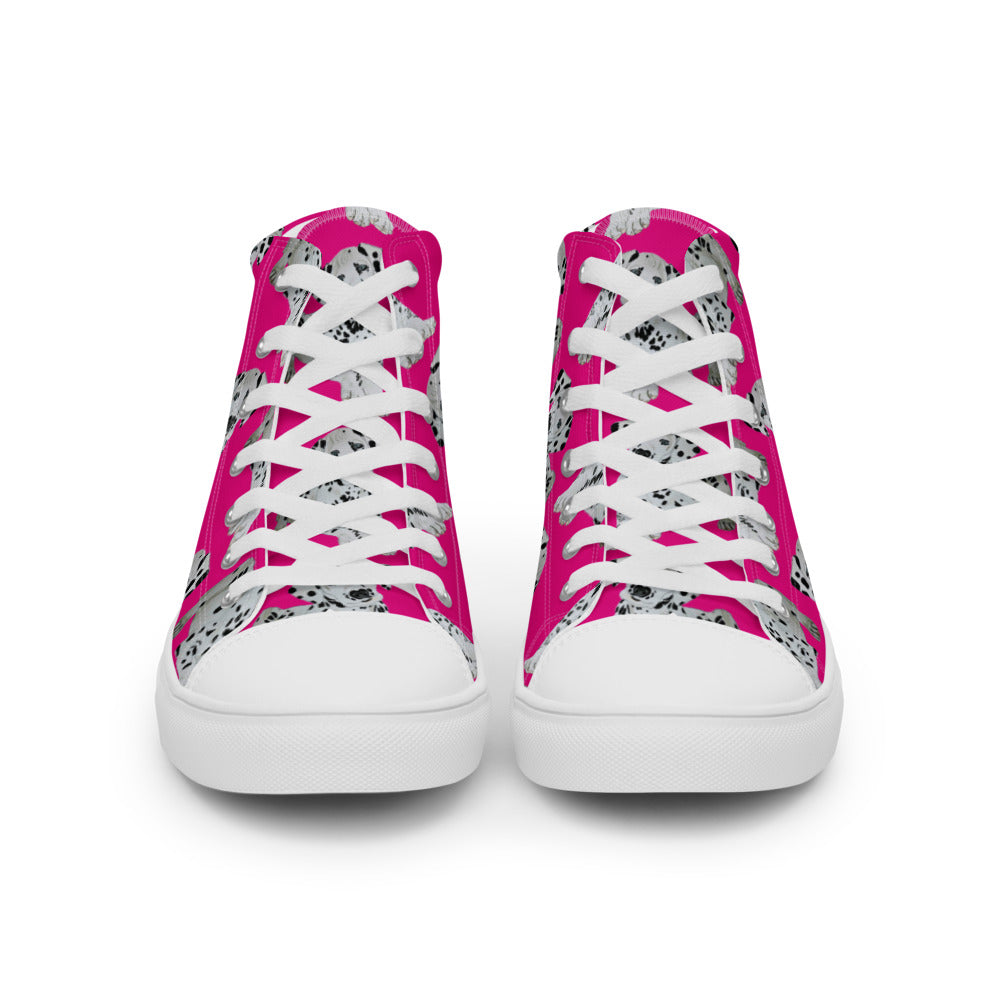 Women’s high top canvas shoes Hot Pink Dalmatian